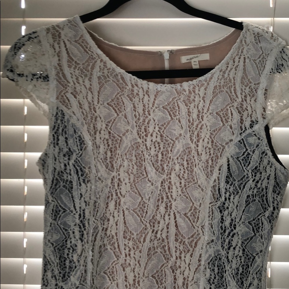 Lace Overlay Black and White Dress